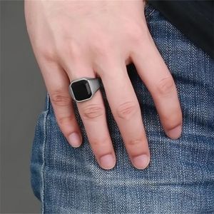 Black Square Resin Ring Mens Accessories